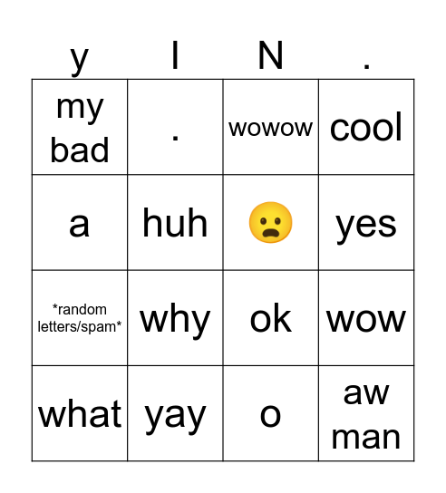 Yin bingo Card