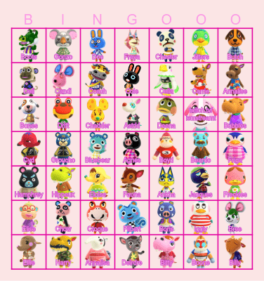 Animal Crossing Villagers deel 1 Bingo Card