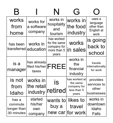 Find someone who . . . Bingo Card