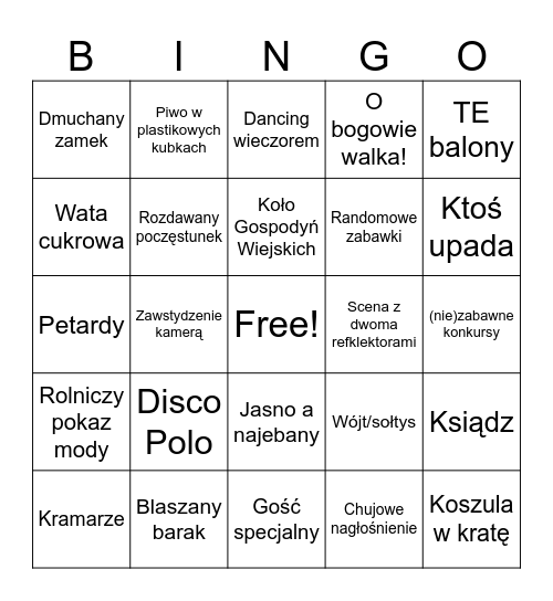 Bingo dożynkowe Bingo Card