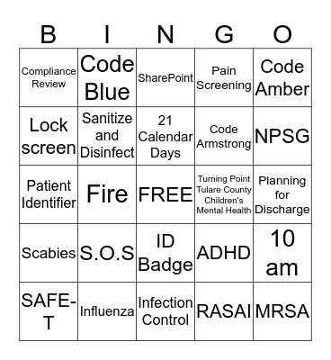 TJC BINGO  Bingo Card