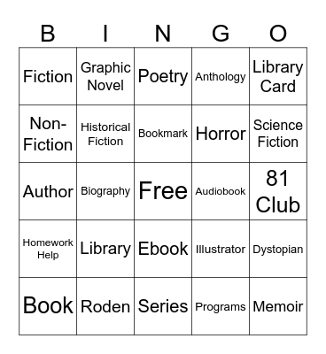 Library Bingo Card