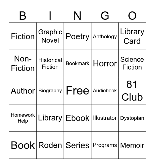 Library Bingo Card