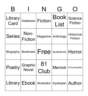 Library Bingo Card