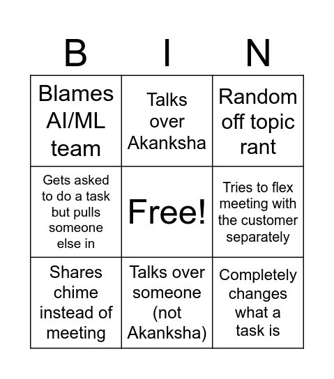 JJT Bingo Card