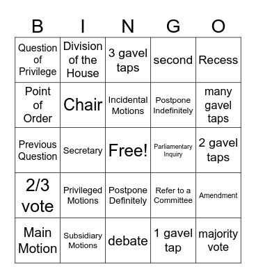 Parli Pro Bingo Card