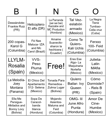 Singo Bingo Card