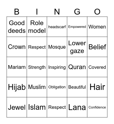 Hijab Bingo Card
