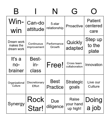 Buzz Word Bingo Card