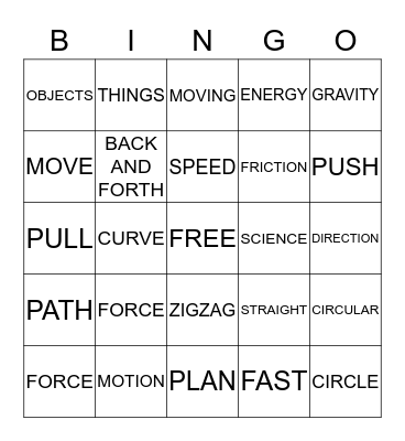 SCIENCE BINGO Card