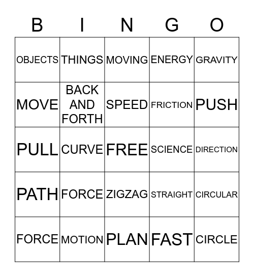 SCIENCE BINGO Card