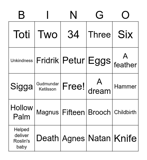 Burial Rites Bingo Card