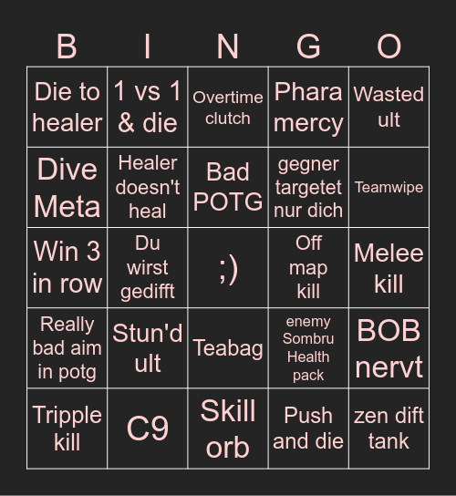 Huso bingo ow2 Bingo Card