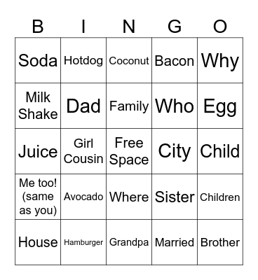 ASL Bingo Card