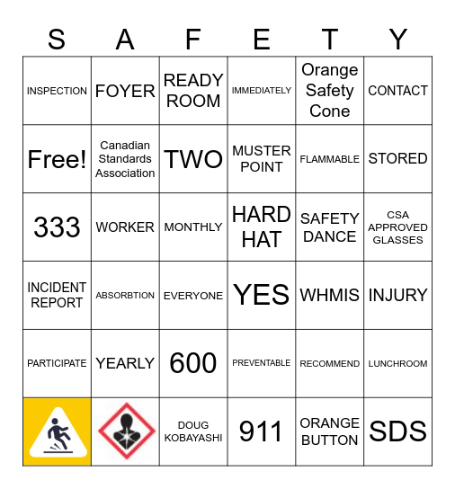 Safety Bingo Card