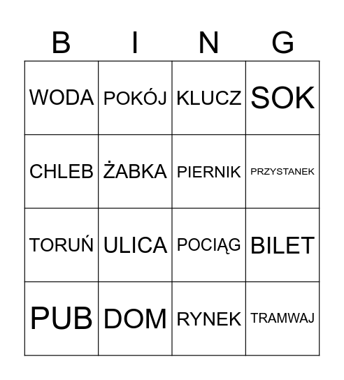 JĘZYK POLSKI Bingo Card