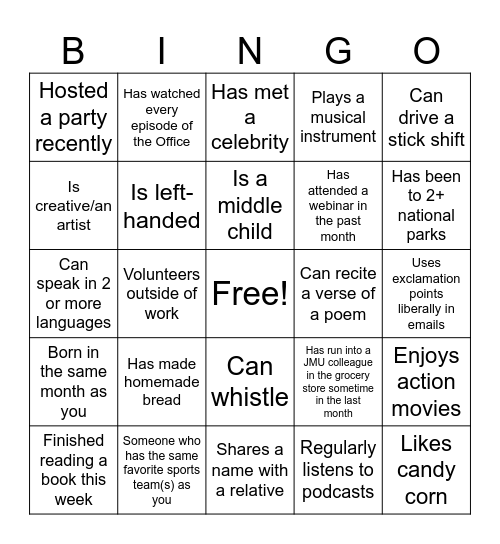 Find the Coworker Bingo! Bingo Card
