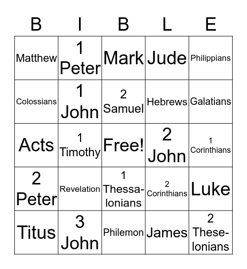 Books of the Bible  Bingo Card