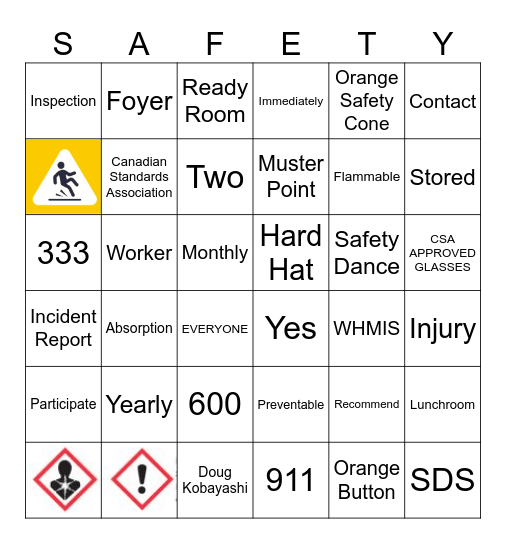 Safety Bingo Card