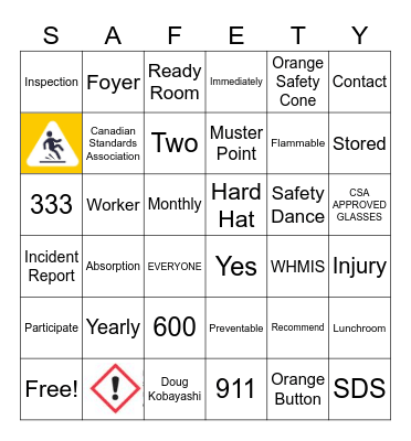 Safety Bingo Card