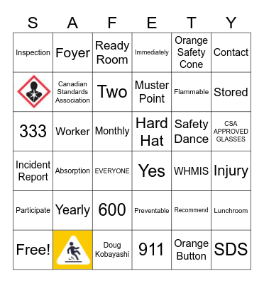 Safety Bingo Card