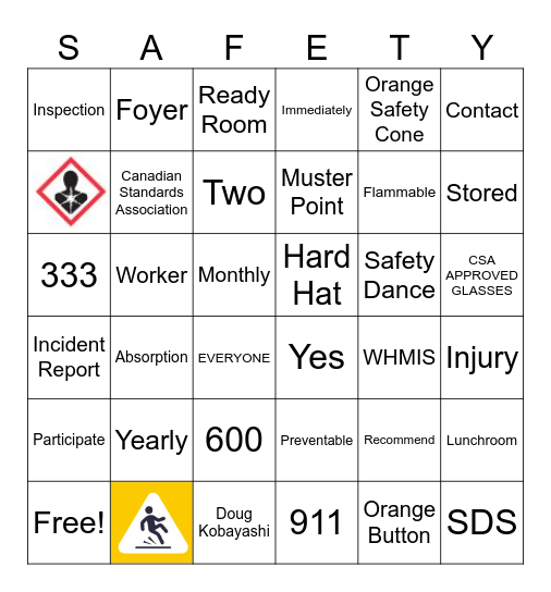 Safety Bingo Card