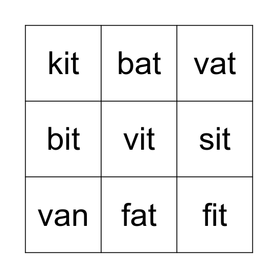 Word Box Lesson 14 Bingo Card