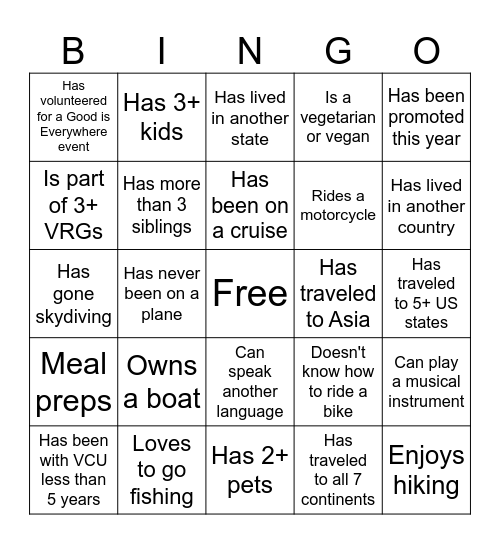 ASIA Networking Event Bingo Card