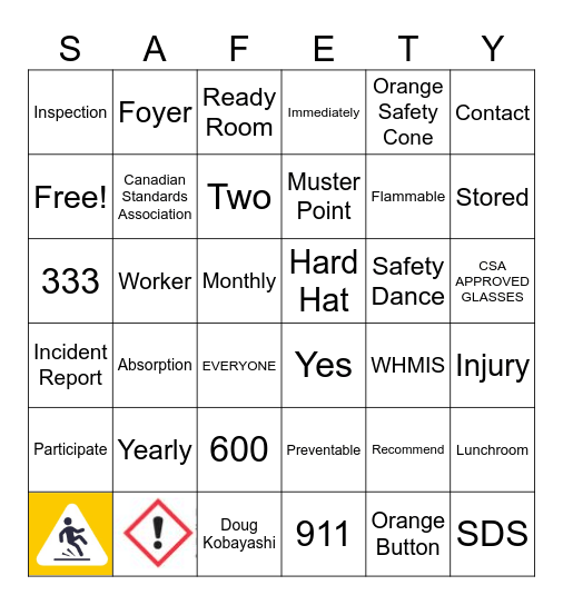 Safety Bingo Card