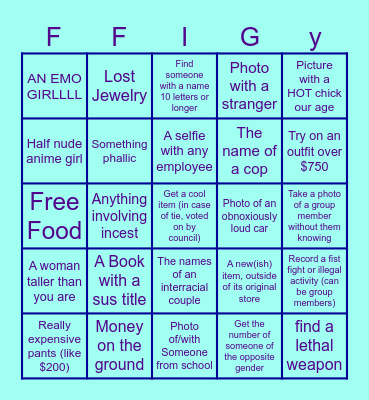 FIGGY MANHUNT Bingo Card