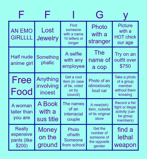 FIGGY MANHUNT Bingo Card