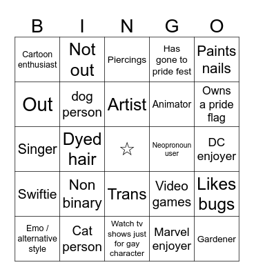 GSA bingo Card