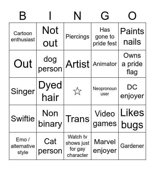 GSA bingo Card