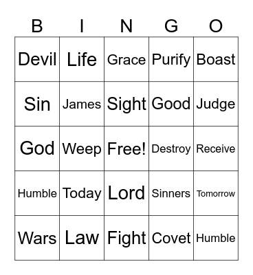 James 4 Bingo Card