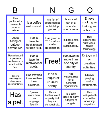 Icebreaker Bingo Card