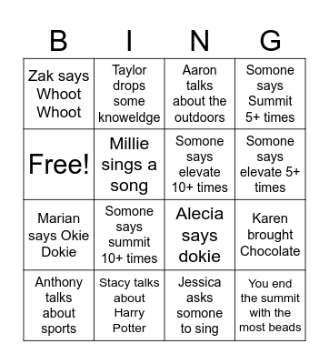 SUMMIT 2023 BINGO Card