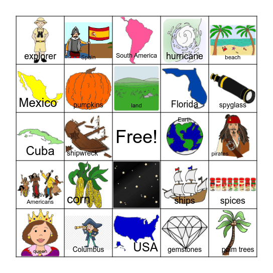 The New World Is Discovered Bingo Card