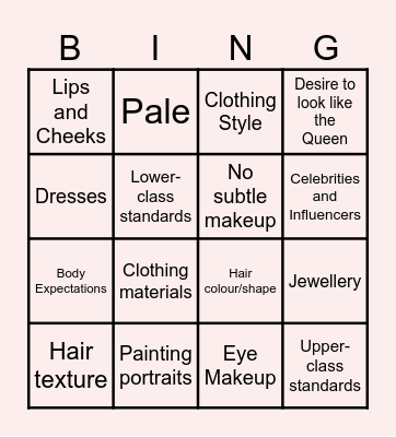english project Bingo Card