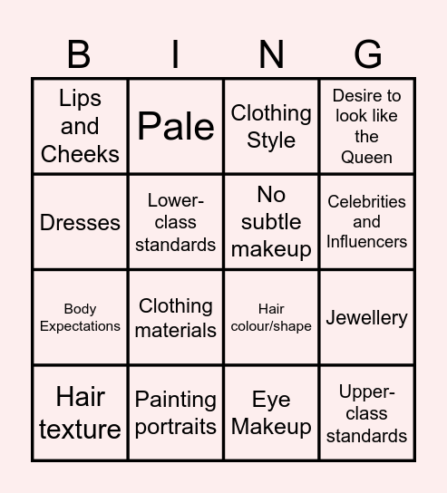 english project Bingo Card