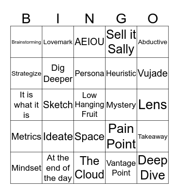 Play at Work Bingo Card