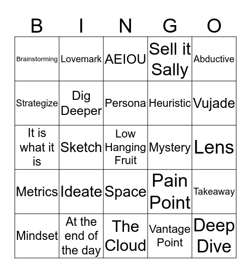 Play at Work Bingo Card