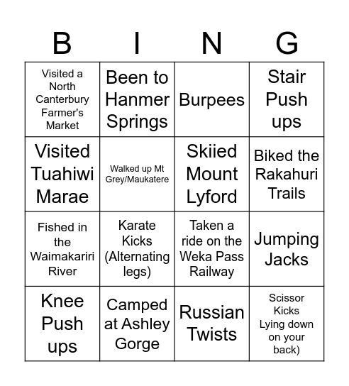 BINGO WARM UP Bingo Card