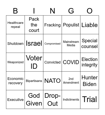 GOP Debate Bingo Card
