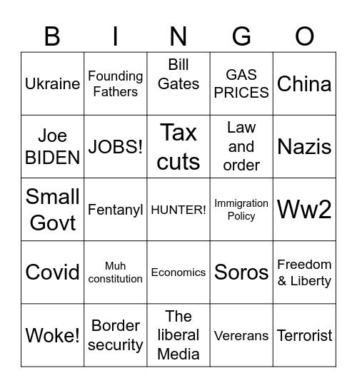 Republican Platitude Bingo! Bingo Card