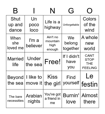 disney/pixar goodies Bingo Card