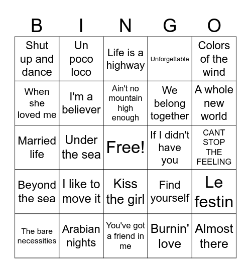 disney/pixar goodies Bingo Card