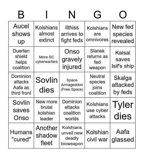 Battle of Aafa Bingo Card