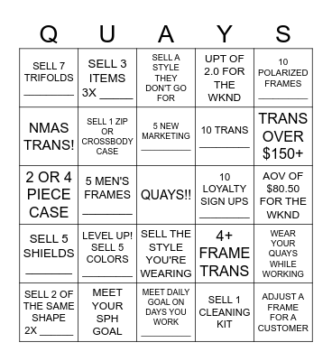 FIND YOUR QUAYS! Bingo Card