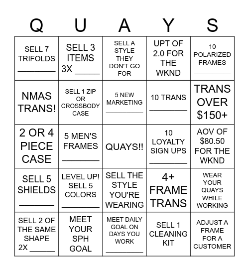 FIND YOUR QUAYS! Bingo Card