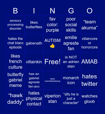 Hawk Moth Stan/Kinnie Bingo Card